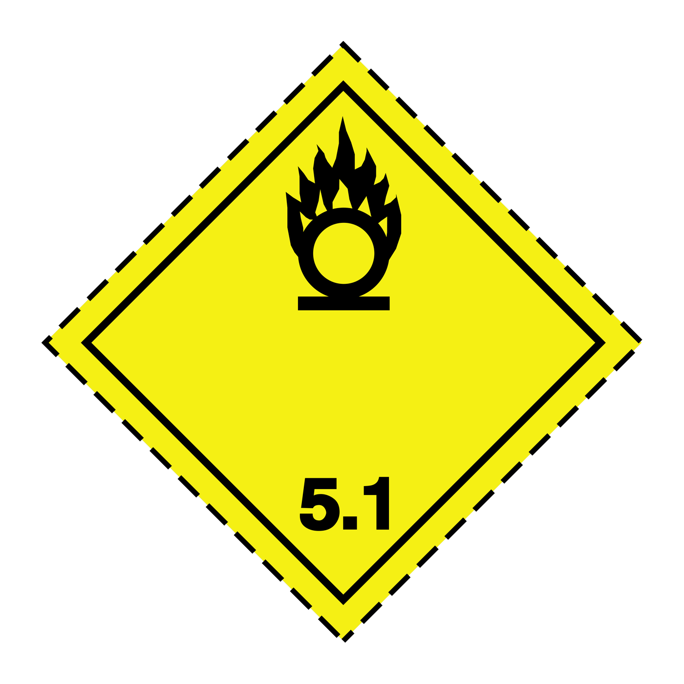Giese-GEF Gefahrgutetikett Klasse 5.1 (Oxidierend wirkende Stoffe), 100 x 100 mm, Haftfolie, Rolle à 1.000 Stk., 510-10-1