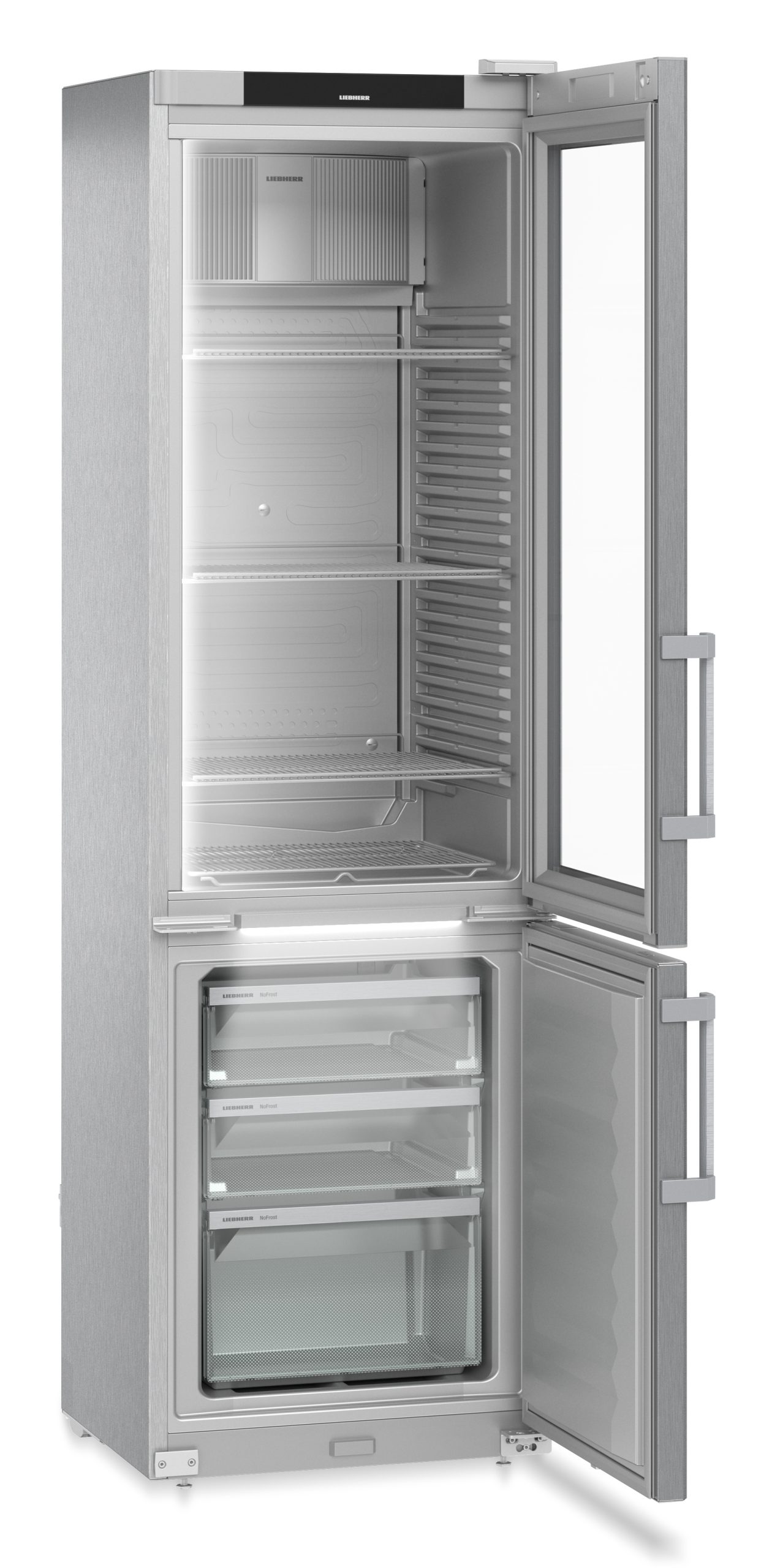 Liebherr FCFCvg 4032 fridge-freezer, 343 L, stainless steel, glass door