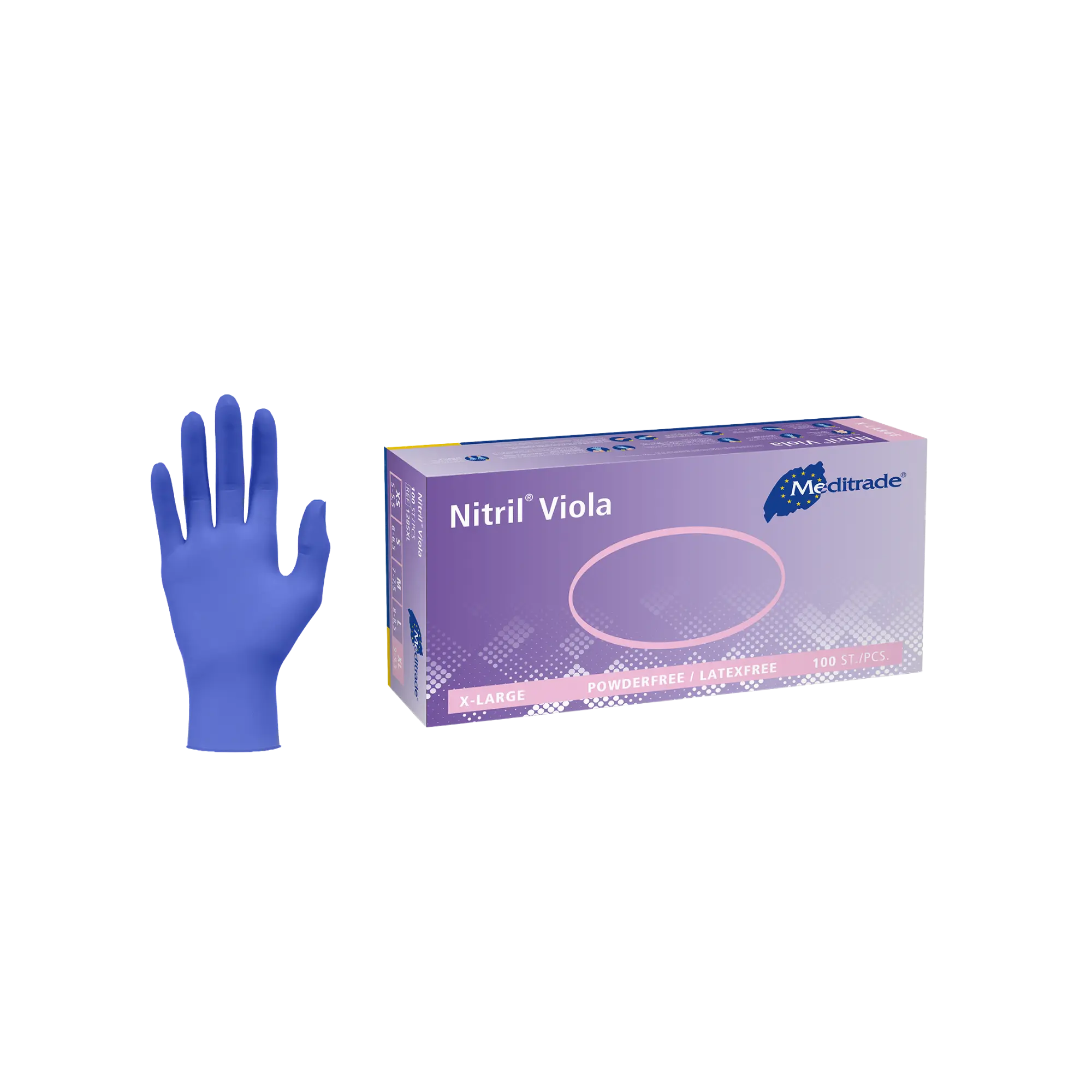 Meditrade Nitrile ® Viola ® Nitrile examination and protective gloves, violet, powder-free, 1 carton = 10 x 100 = 1,000 pieces