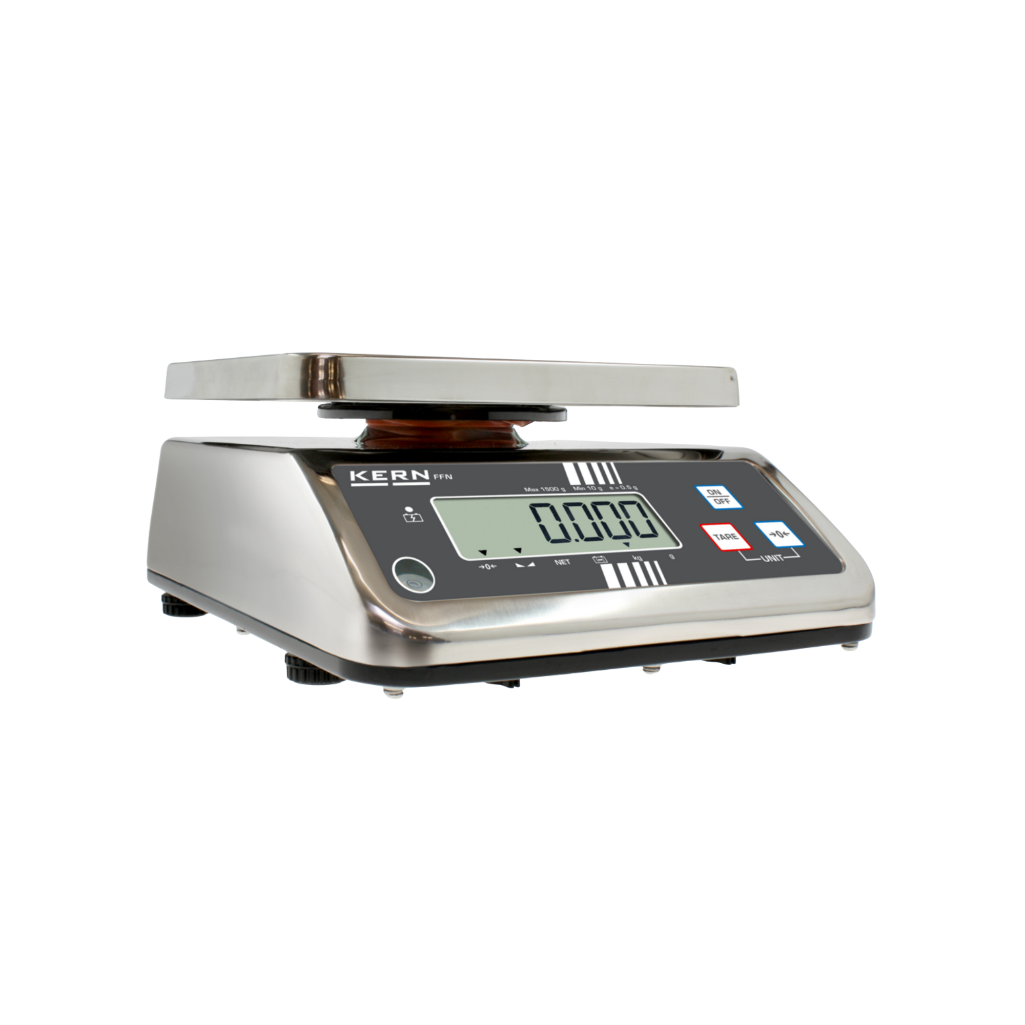 KERN IP-rated FFN 6K1IPN bench scale, stainless steel, IP65, weighing range 6 kg