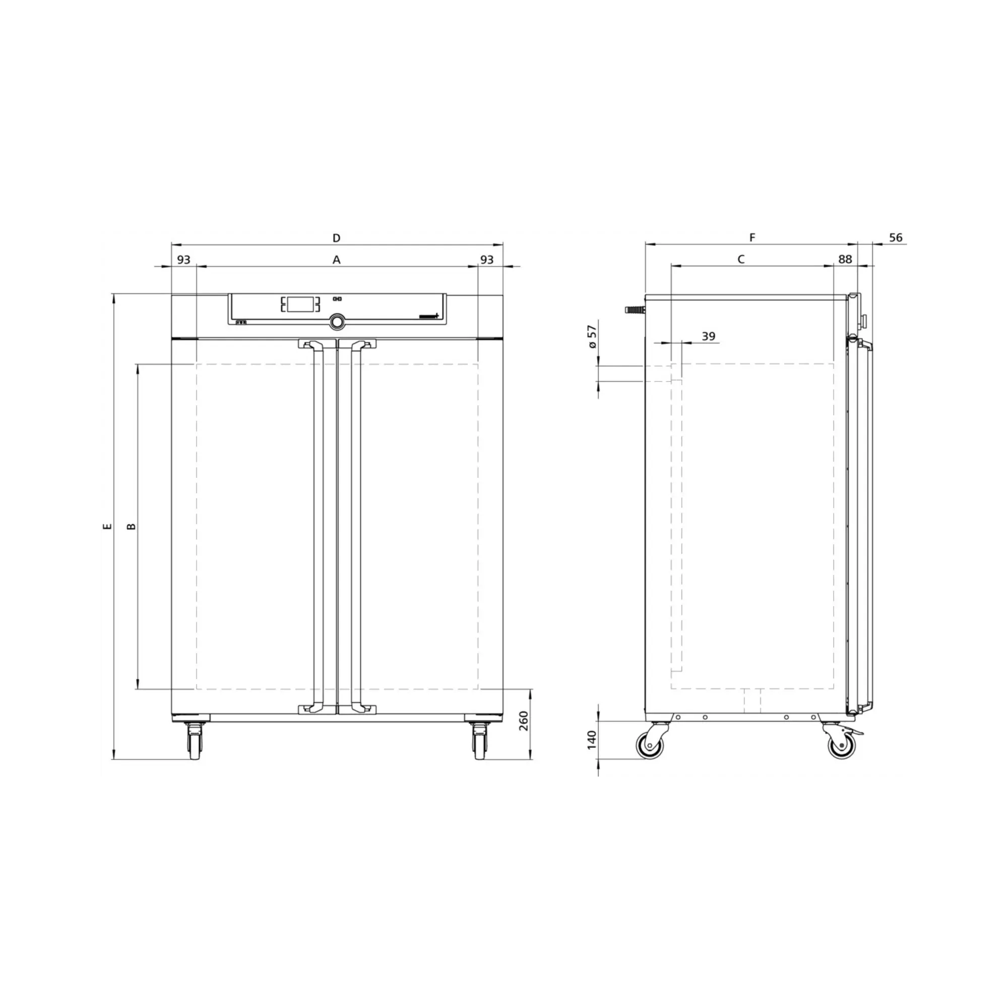 Memmert UF750 universal cabinet with forced air circulation, SingleDISPLAY, 749 litres, ambient temperature +10 °C to +300 °C