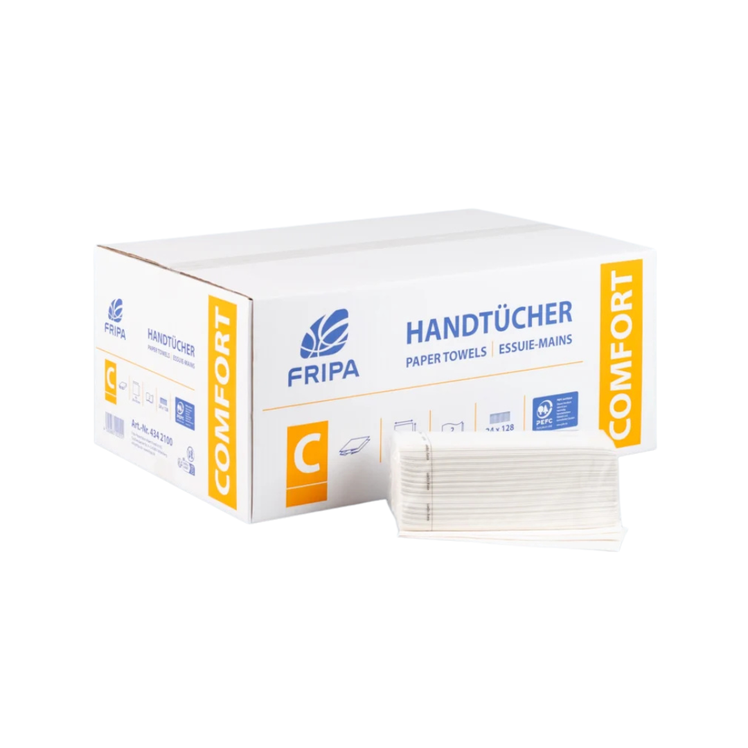 Fripa COMFORT paper towels, V-fold, 2-ply, bright white, 4042101