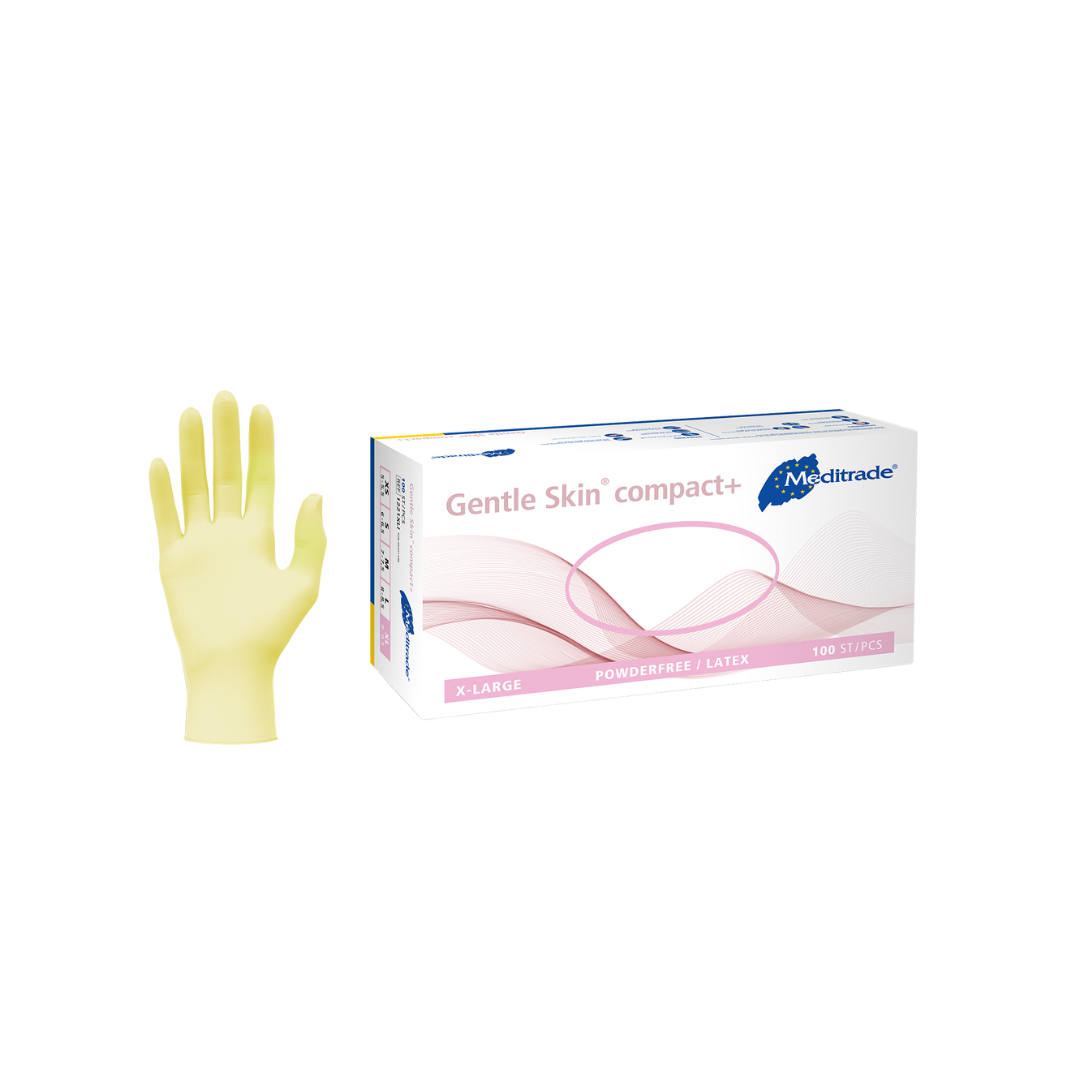 Meditrade Gentle Skin compact+ powder-free latex gloves, 100 pcs.