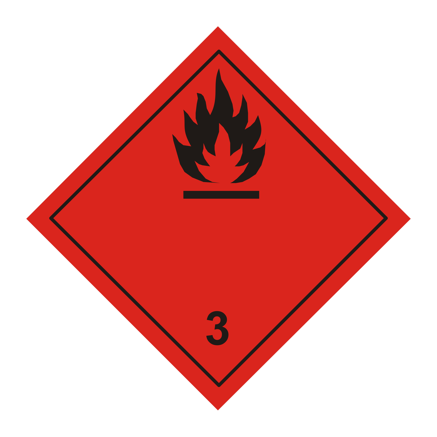 Giese-GEF Gefahrgutetikett Klasse 3 (Entzündbare flüssige Stoffe), 100 x 100 mm, Haftfolie, Rolle à 1.000 Stk., 300-10-1