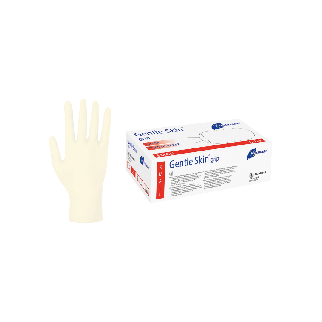 Meditrade Gentle Skin Grip, latex examination gloves, powder-free, 100 pieces
