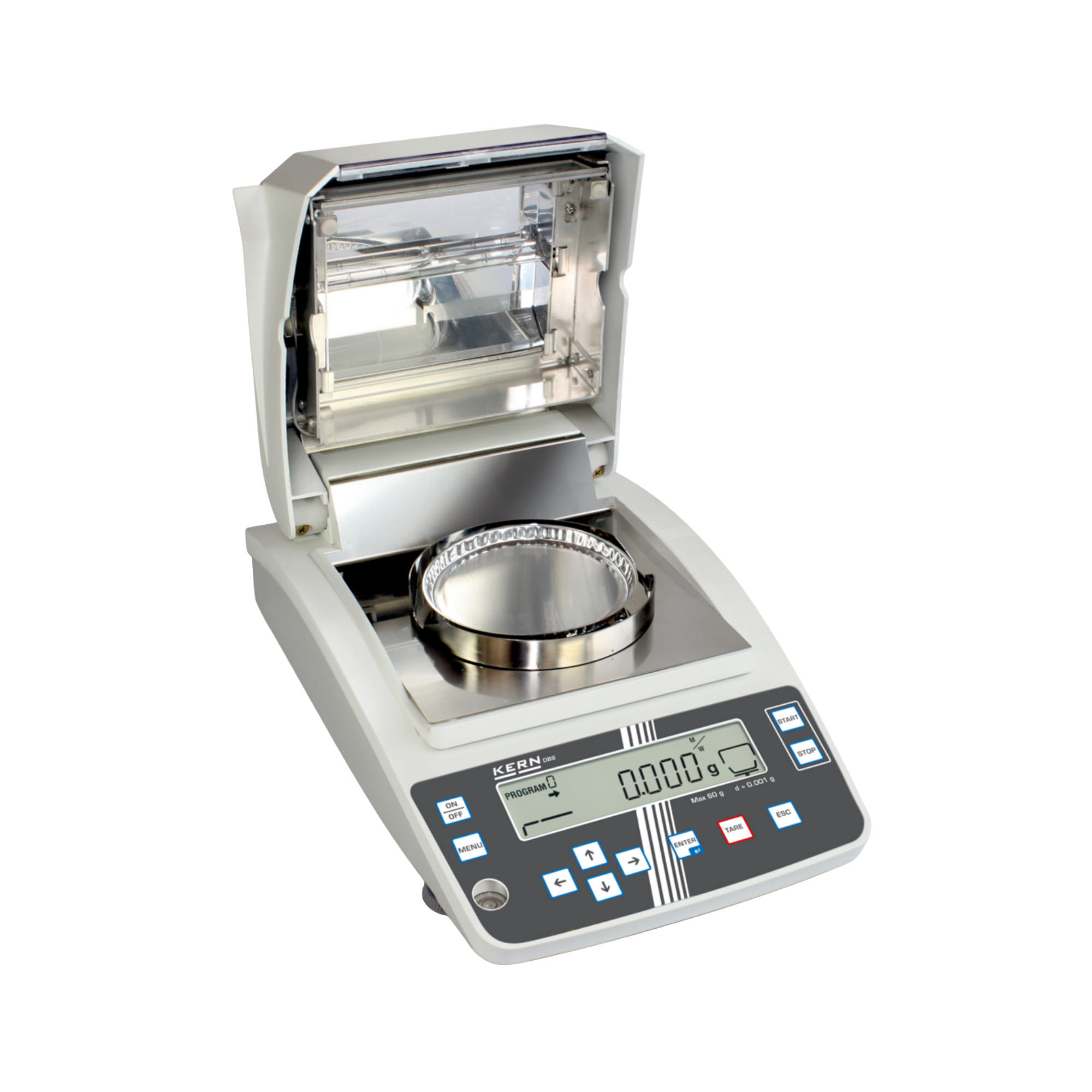 KERN DBS 60-3 Halogen Moisture Analyser, 60 g / 0.001 g (0.01 %), graphic display