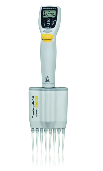 ®-8 electronic brand pipette, DE-M, 10–200 µl, European mains adaptor (100–240 V / 50–60 Hz), #705404