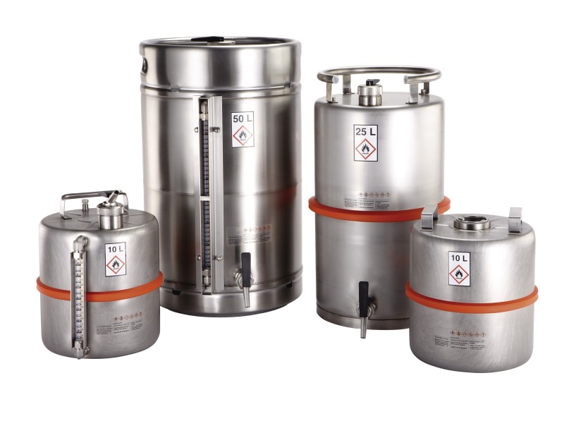 Bürkle, V2A safety container, screw-on lid, 25L, Trans. #2601-5125