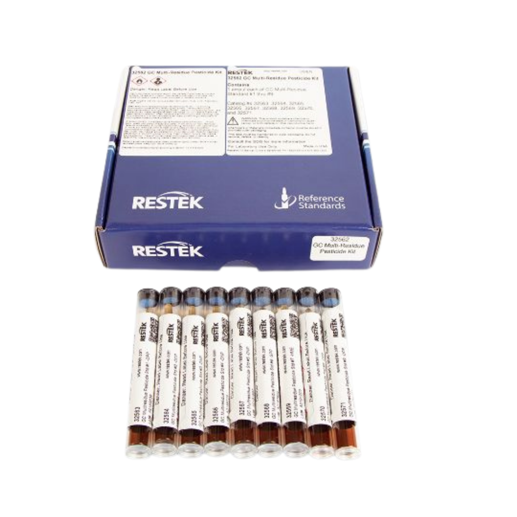Restek GC Multiresidue Pesticide Standard Kit, Multi-pesticide reference standard set (9 vials), 32562