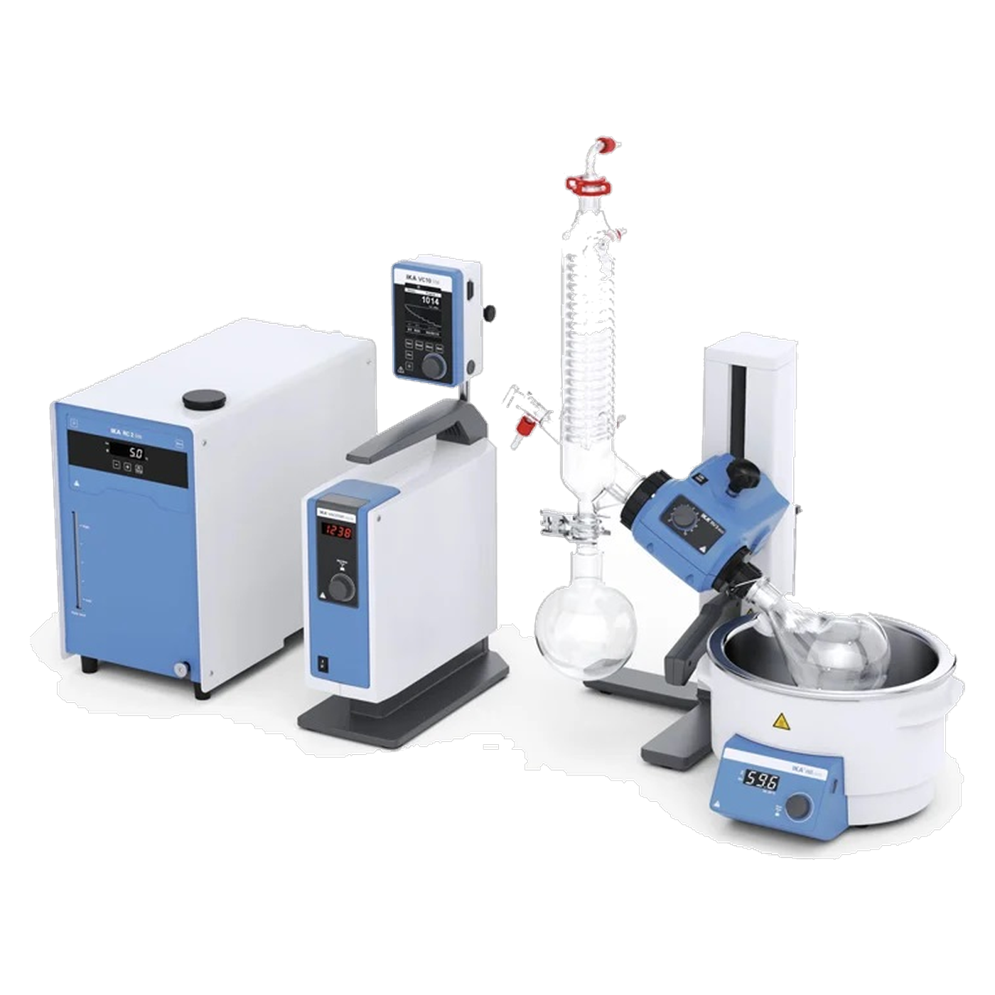 IKA RV 3 pro V-C Complete Rotationsverdampfer, Komplettset mit Heizbad, Vakuumpumpe und Umwälzkühler, bis 300 rpm