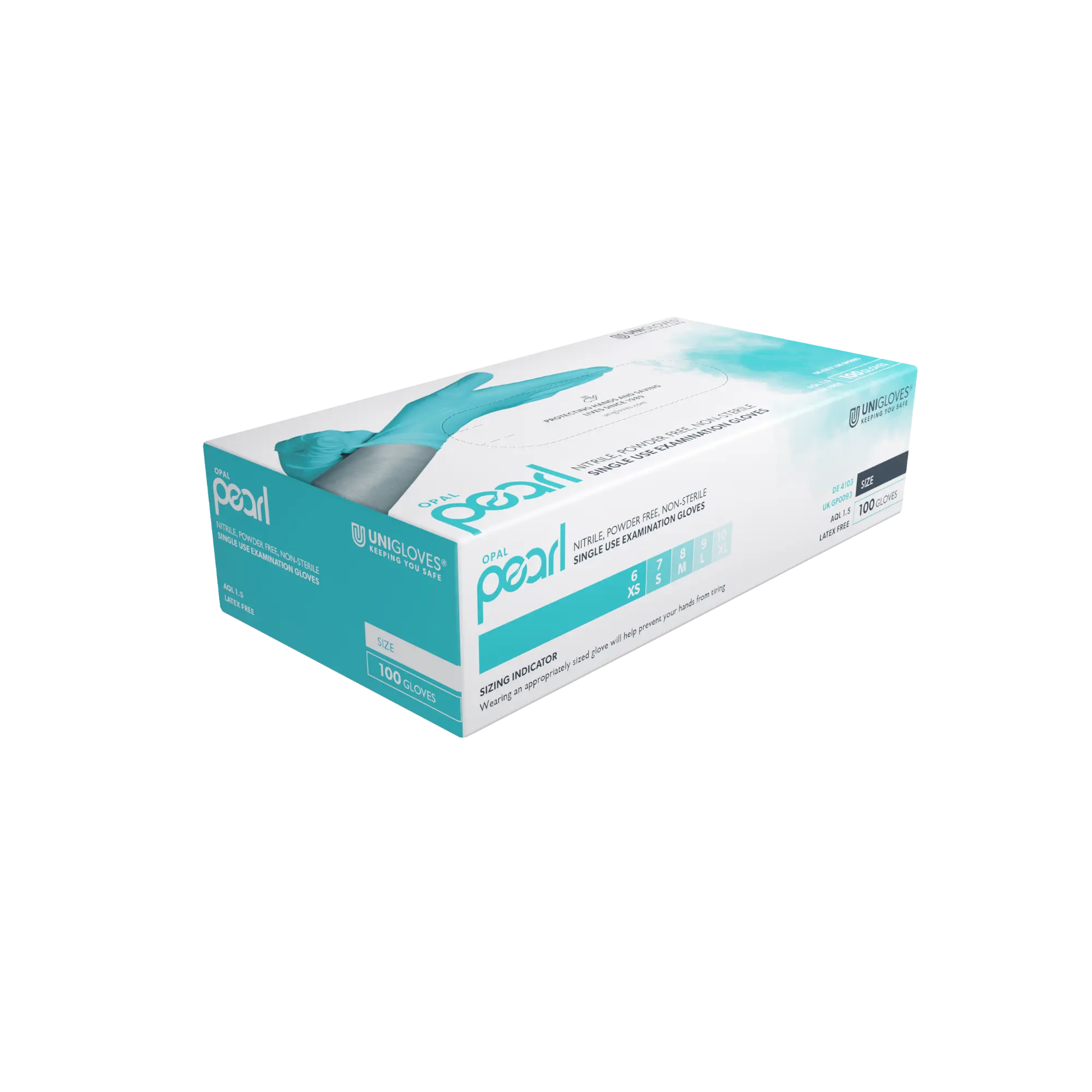 Unigloves Opal Pearl Nitrile Gloves, Opal, Powder-free, Size M, GP0093