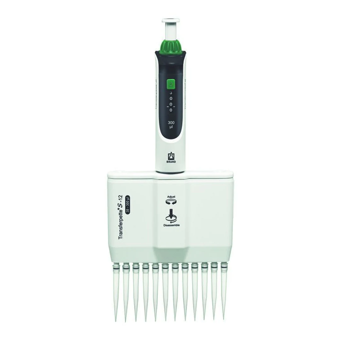 Brand Transferpette S -12 Mehrkanalpipette, 12-Kanal, 30-300 µl, DE-M, 705932, Produktansicht Brand