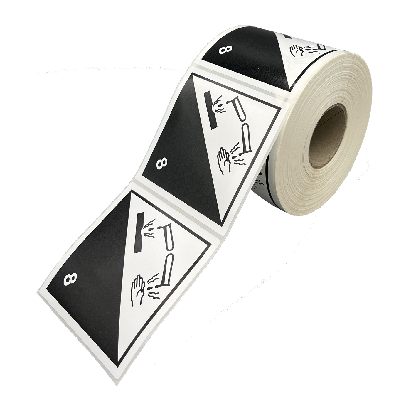 Giese-GEF Gefahrgutetikett Klasse 8 (Ätzende Stoffe), 100 x 100 mm, Haftfolie, Rolle à 1.000 Stk., 800-10-1