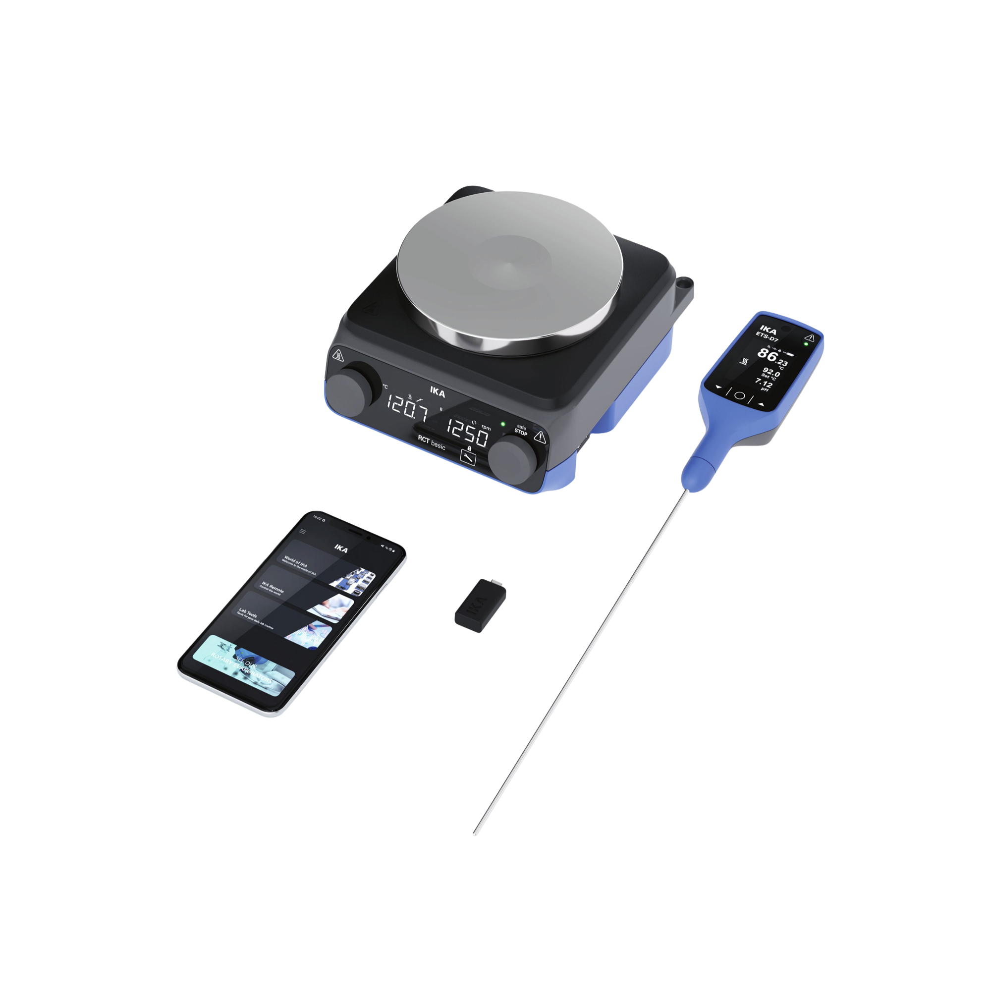 IKA RCT basic ETS-D7 Solution Magnetic Stirrer Complete Pack, Aluminium Base, 0010016508