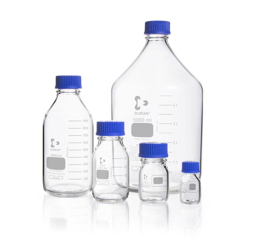 DURAN ® Laboratory bottle, clear, graduated, GL 32, with screw cap (PP), 50 ml, sales unit=10 pieces, #218011753