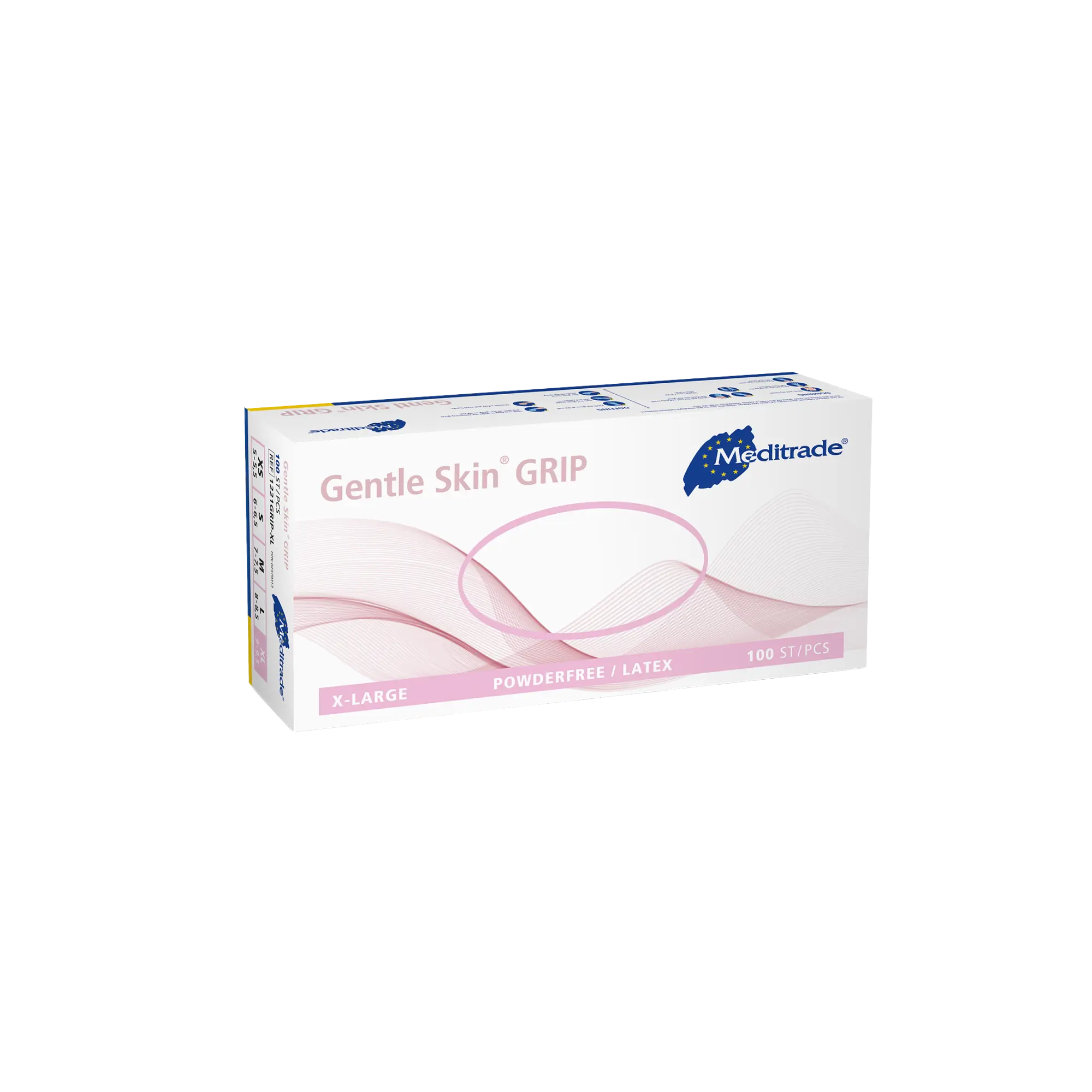 Meditrade Gentle Skin Grip, latex examination gloves, powder-free, 100 pieces – XL, 1221GRIP-XL