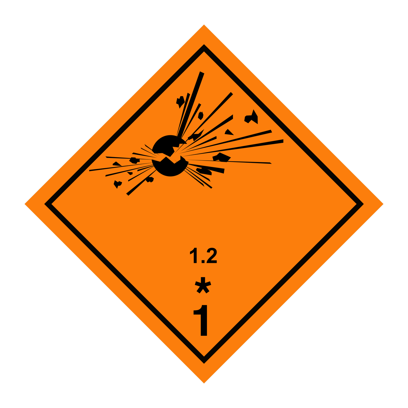 Giese-GEF Gefahrgutetikett Klasse 1.2 (Explosive Stoffe), 100 x 100 mm, Haftfolie, Rolle à 1.000 Stk., 100-10-1