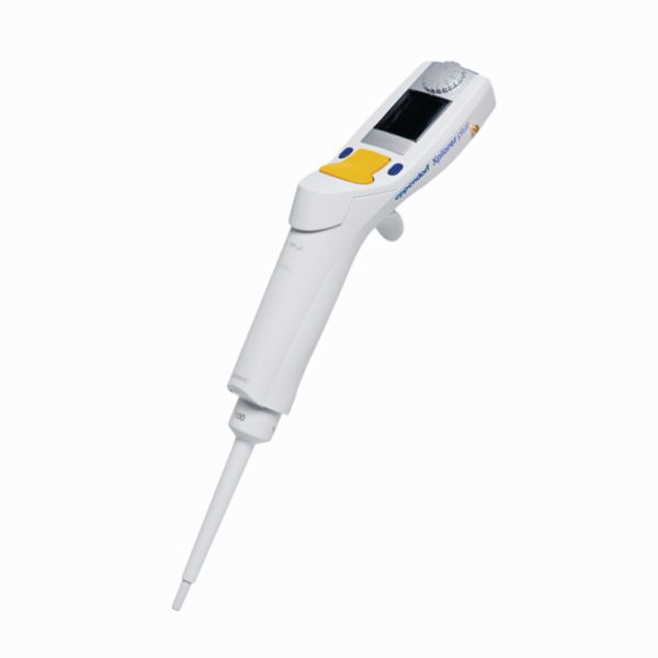 Eppendorf Xplorer Plus pipette, single-channel, 5–100 µL, multifunctional rocker (yellow) for 200 µL pipette tips, 4861000716