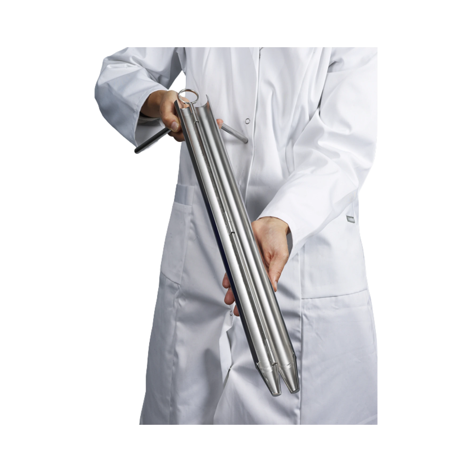 Bürkle folding corer for multi-layer samples, V4A (1.4404), overall length 833.5 mm, 5359-1800