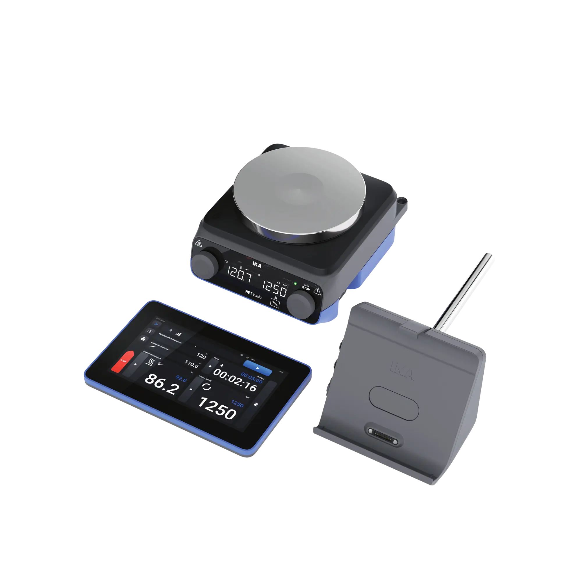 IKA RET basic HUB Solution Magnetic Stirrer Complete Pack, Stainless Steel Base, 0010016572