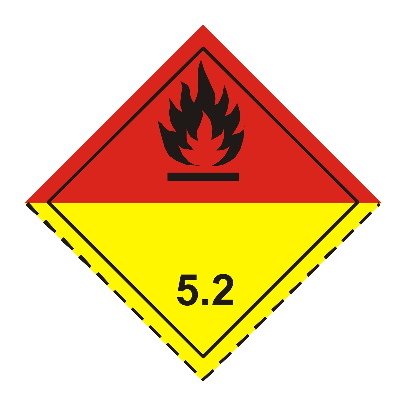 Giese-GEF Gefahrgutetikett Klasse 5.2 (Organische Peroxide), 100 x 100 mm, Haftfolie, Rolle à 1.000 Stk., 520-10-1