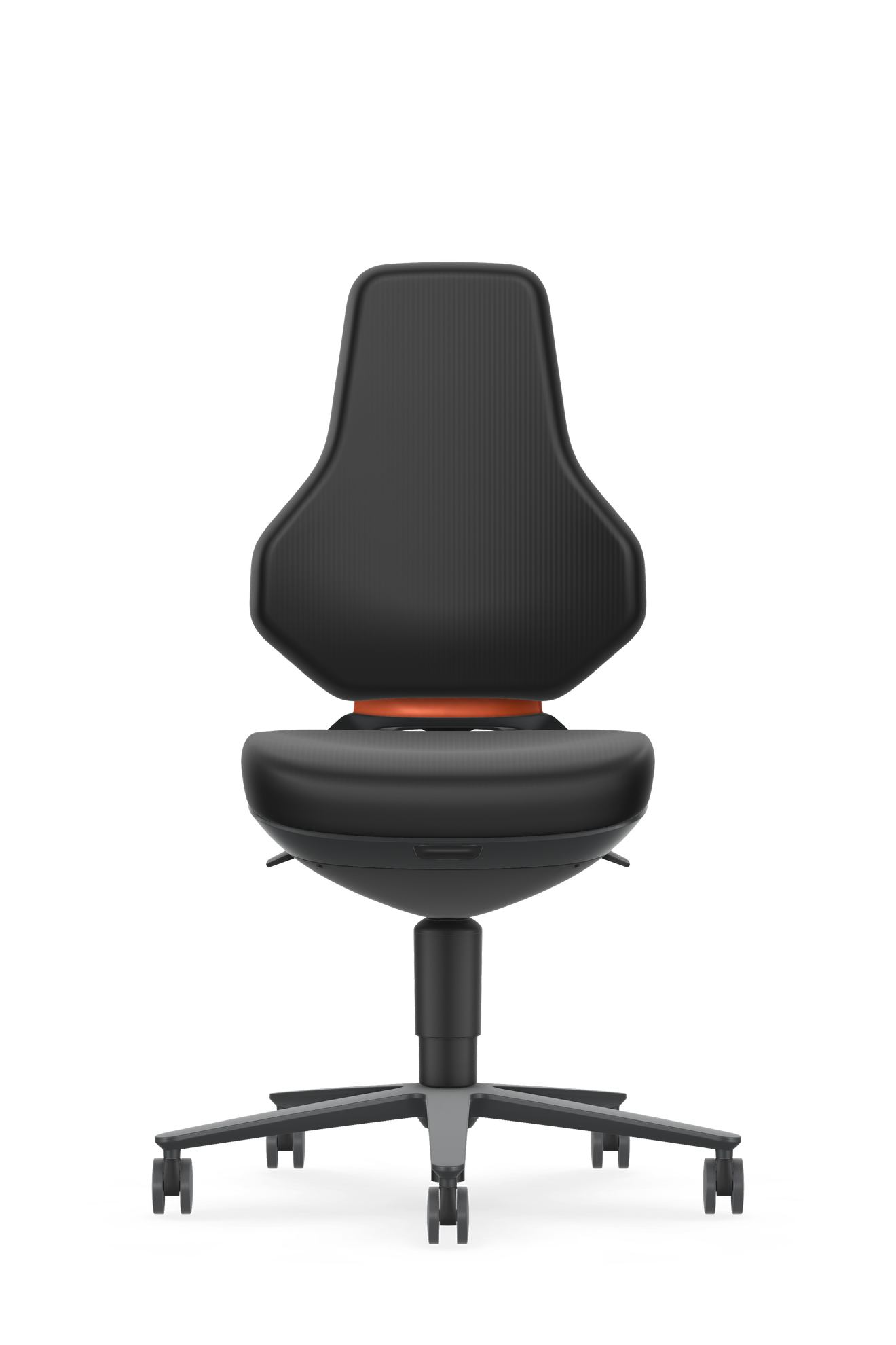Bimos TEXON task chair, low with castors, Skintec black upholstery, cut out