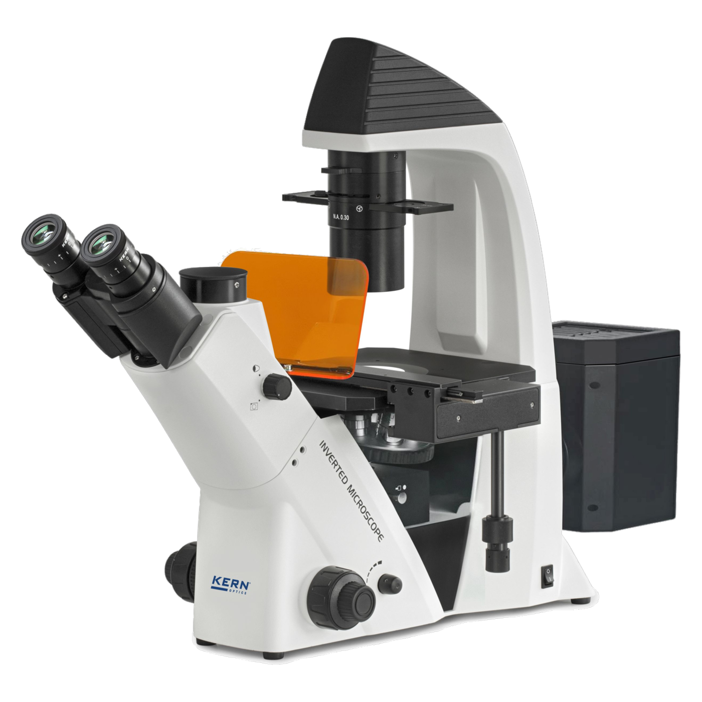 Kern OCM 166 Inversmikroskop, Trinokular, Halogen-Durchlicht und 100-W-HBO-Auflicht