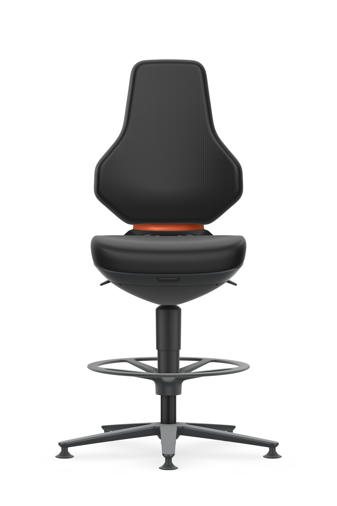 Bimos TEXON task chair, high version with glides and foot ring, Skintec black