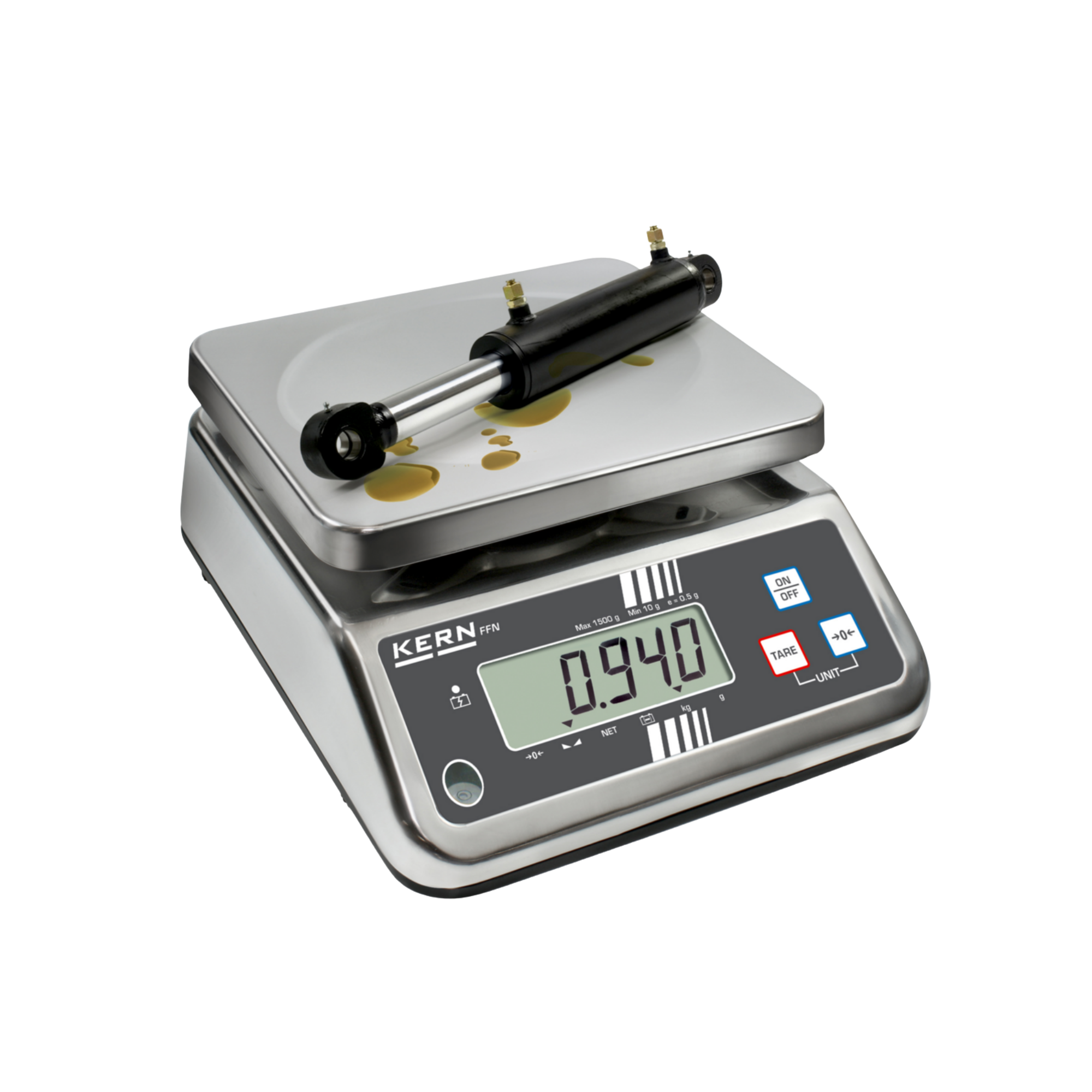 KERN IP-rated FFN 6K1IPN bench scale, stainless steel, IP65, weighing range 6 kg