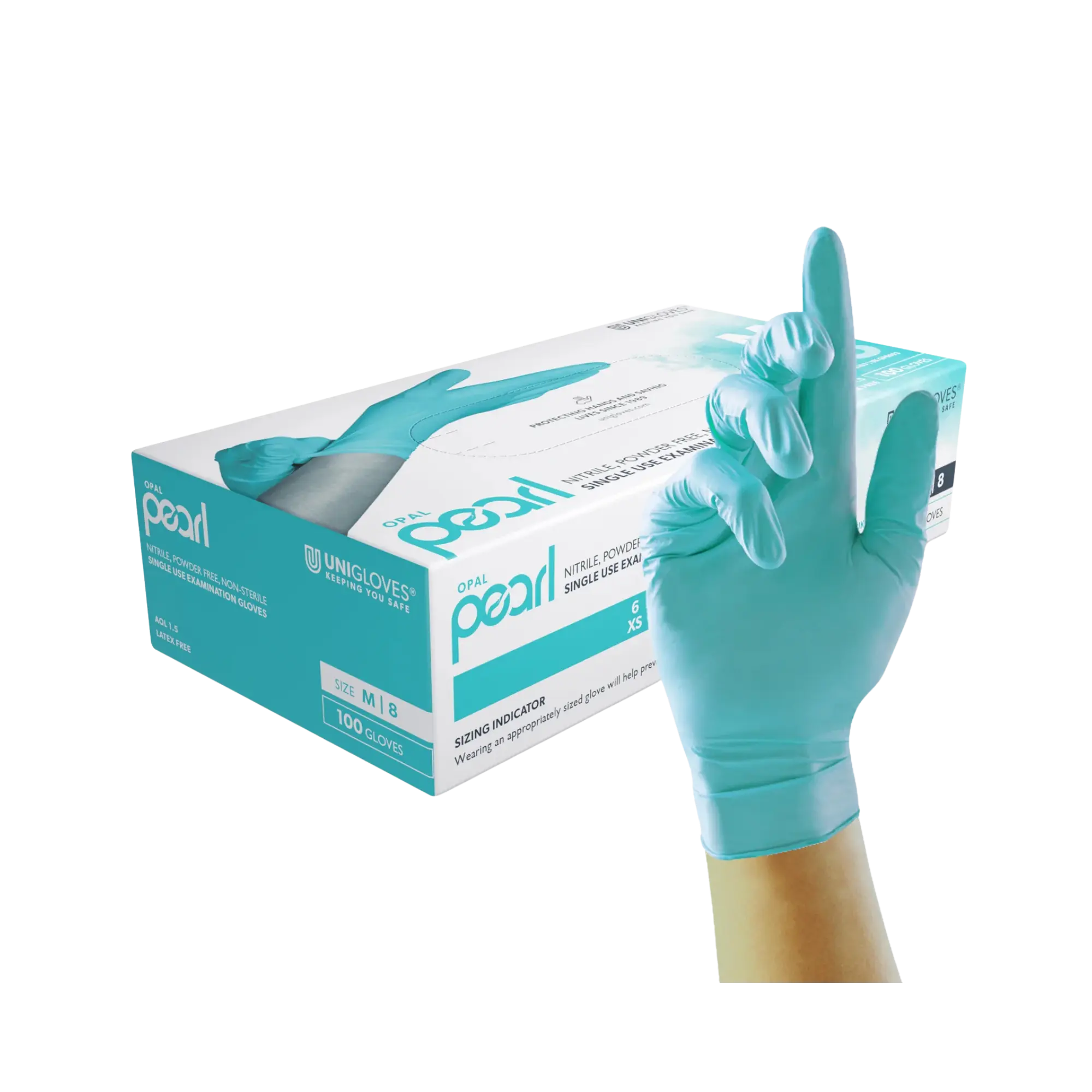 Unigloves Opal Pearl Nitrile Gloves, Opal, Powder-free, Size M, GP0093