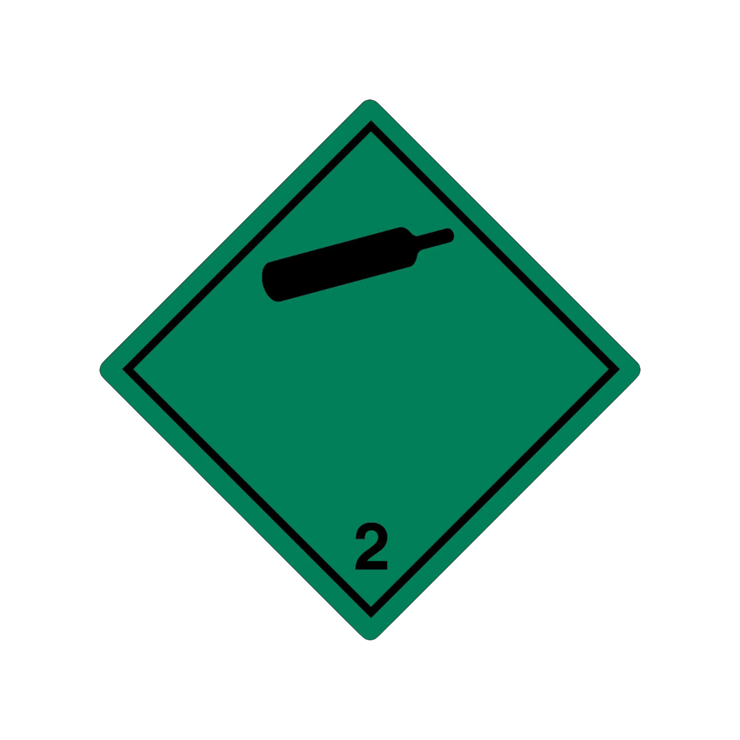 Class 2.2 dangerous goods label (non-flammable gases), 100 x 100 mm, film, roll of 1,000 labels.