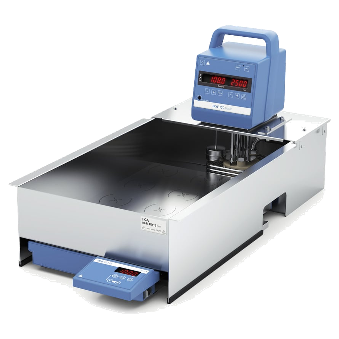 IKA ICC basic IB R RO 15 pro Einhängethermostat-Package, Edelstahlbad 25 l mit Magnetrührer, bis 130 °C