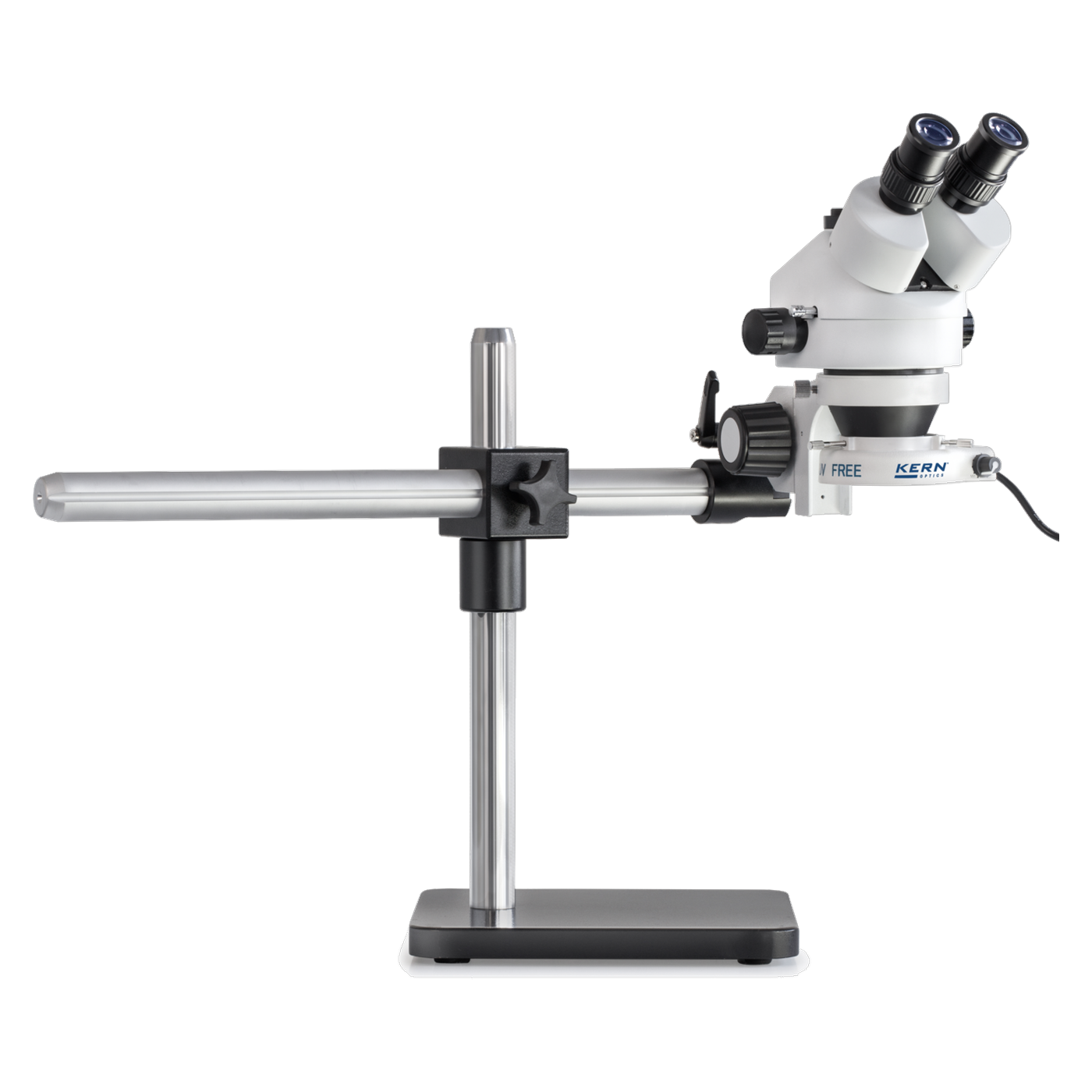 Kern OZL 963 kit de stéréomicroscope, trinoculaire, bras télescopique avec plaque, zoom de 0,7x à 4,5x, éclairage annulaire à LED
