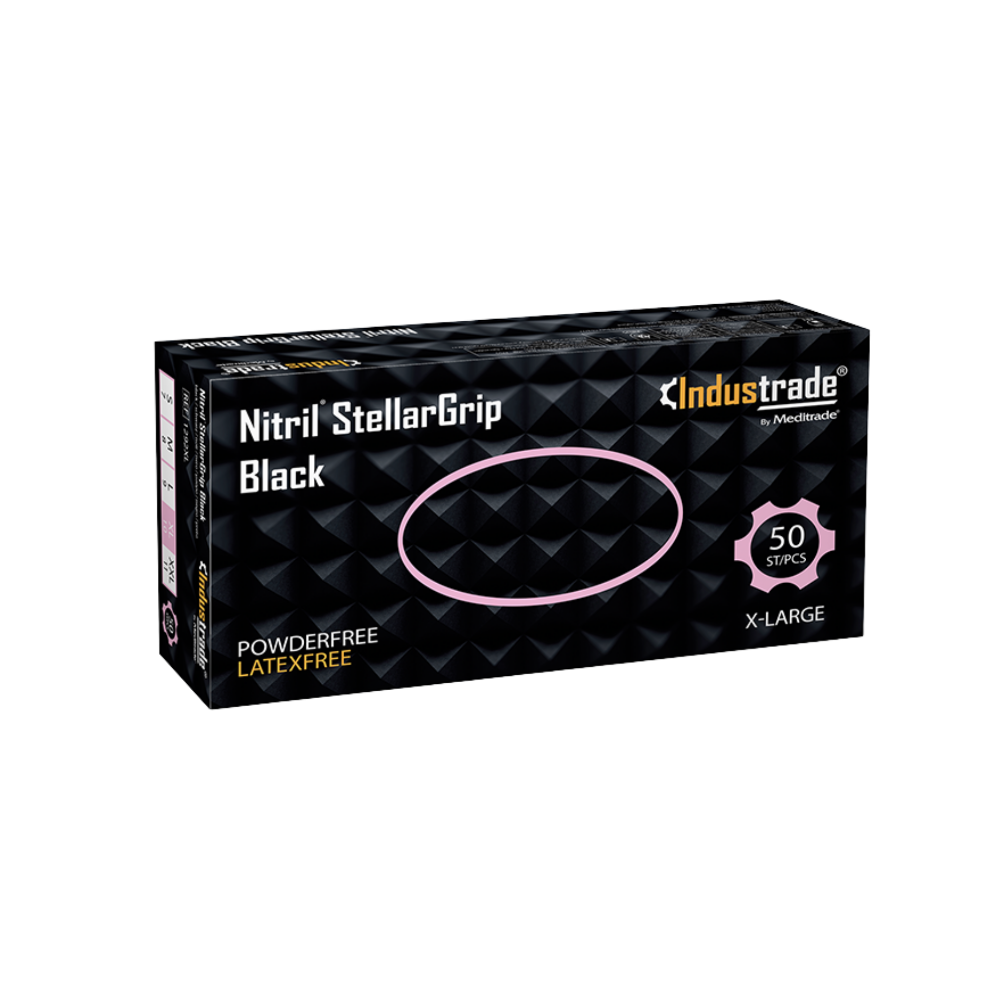 Meditrade Nitrile StellarGrip Black Protective Gloves, box of 500 (10 boxes of 50), PPE Class III