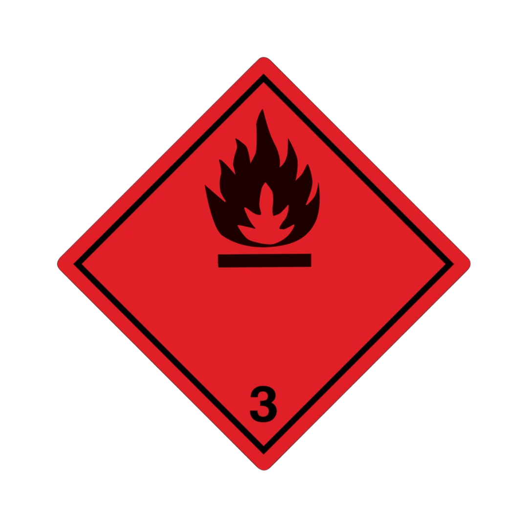 Class 3 hazardous goods label (flammable liquids), 100 x 100 mm, film, roll of 1,000 labels