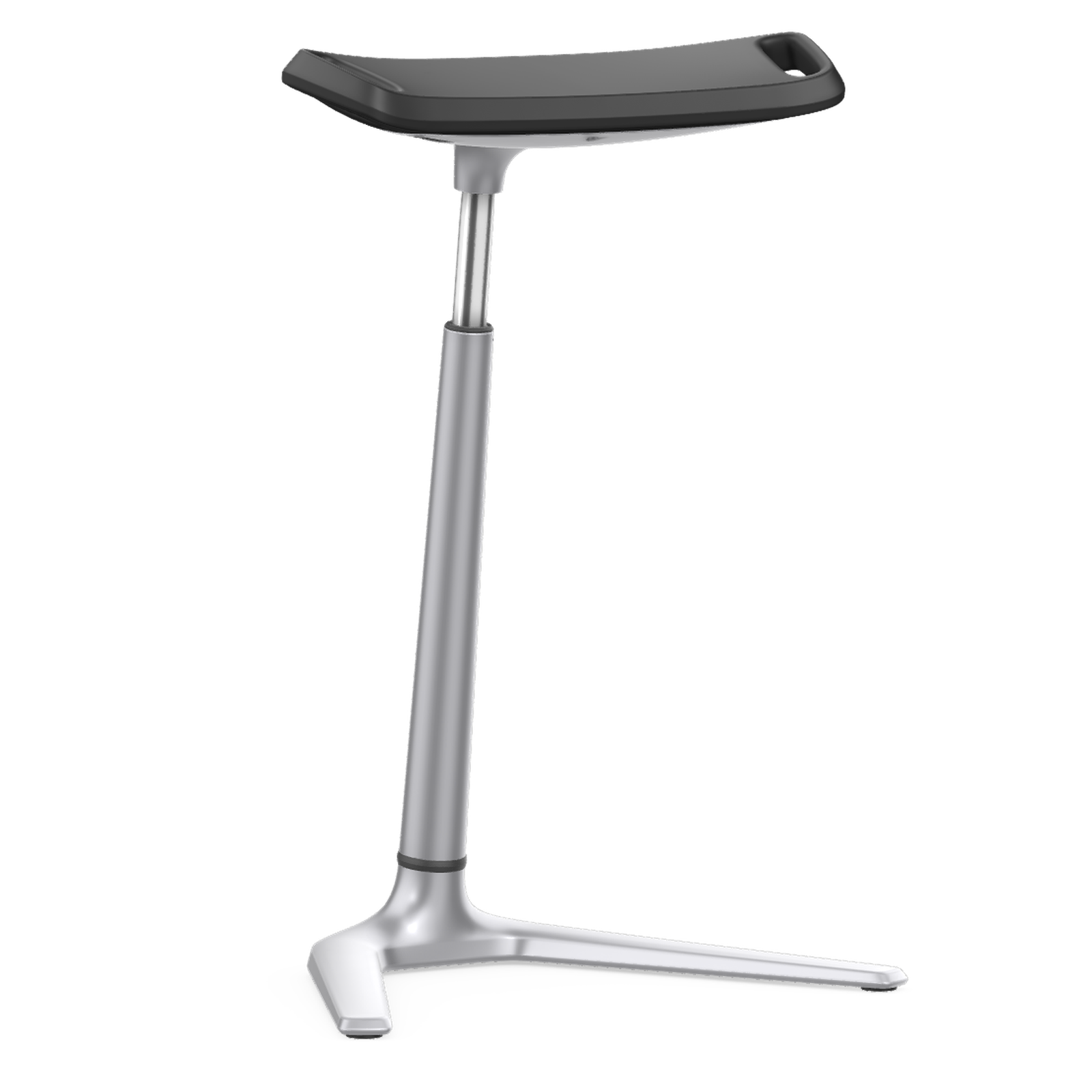 bimos Fin Stehhilfe mit schwarzem Sitz aus Integralschaum, Gestell Aluminium brillantsilber, 9144-2000