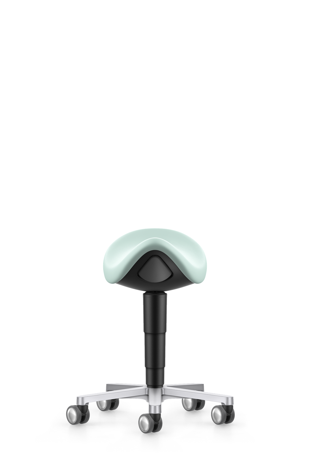 Bimos Laboratory Saddle Stool with castors, synthetic leather mint